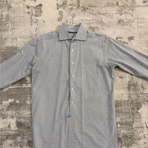 Guy Laroche Gray Checkered Button Down Shirt